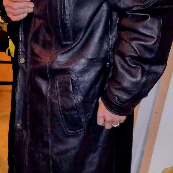 COPY - Charles Klein Black Leather Trench